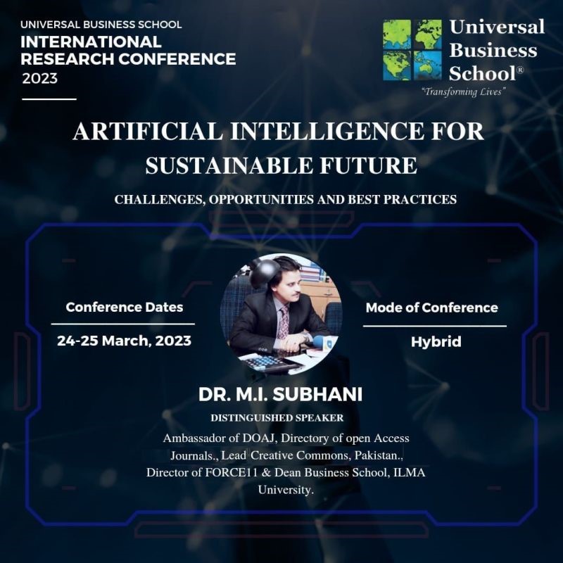 Dr. M.I. Subhani at Universal Business School Conference